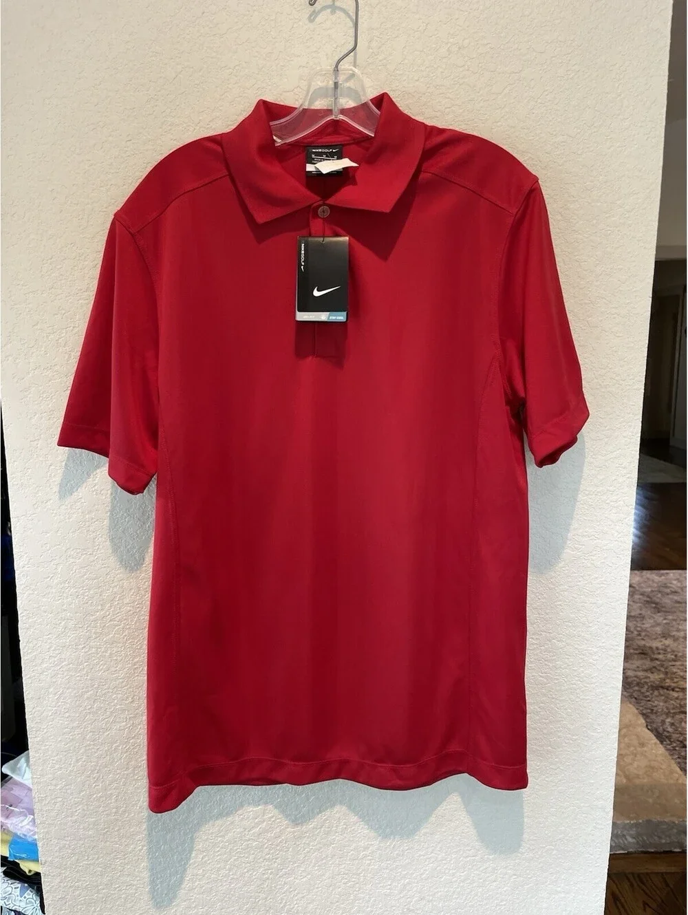 Nike Dri Fit Golf Red Logo Polo NWT  Size M